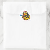Rubber Eend Brandweerman Ronde Sticker (Tas)