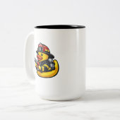 Rubber Eend Brandweerman Tweekleurige Koffiemok (Voorkant links)