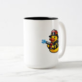 Rubber Eend Brandweerman Tweekleurige Koffiemok (Voorkant rechts)