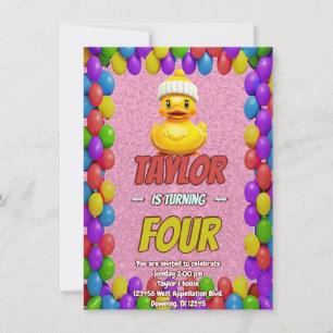 Rubber Eend Cute Persoonlijke Verjaardagsuitnodigi Kaart