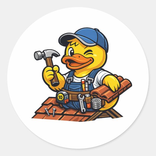 Rubber Eend Dakdekker Ronde Sticker (Voorkant)