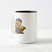 Rubber Eend Dakdekker Tweekleurige Koffiemok (Voorkant links)