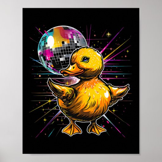 Rubber Eend Disco Dansen Disco Ball Muziek Rubber Poster (Voorkant)