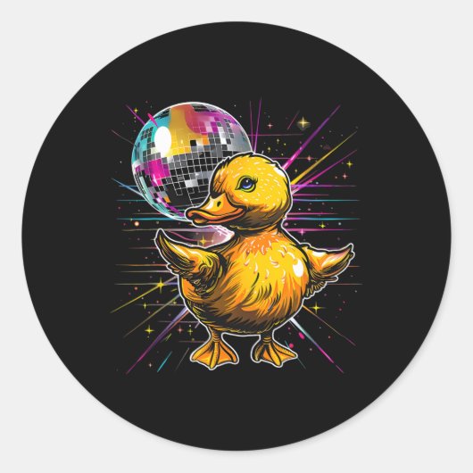 Rubber Eend Disco Dansen Disco Ball Muziek Rubber Ronde Sticker (Voorkant)