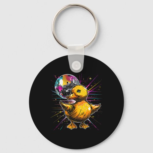 Rubber Eend Disco Dansen Disco Ball Muziek Rubber Sleutelhanger (Voorkant)