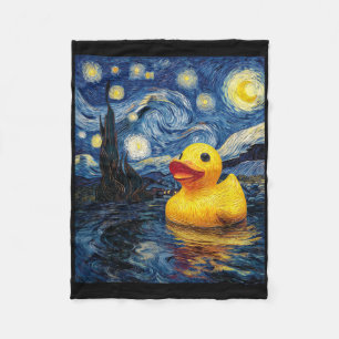 Rubber Eend Duckie Ducky Van Gogh Stijl Sterrennac Fleece Deken