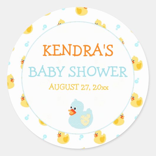 Rubber eend eend ducky geslacht neutraal aqua geel ronde sticker (Voorkant)