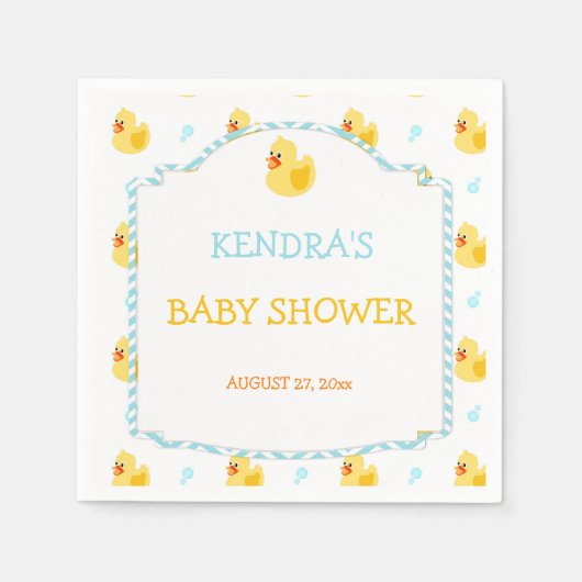 Rubber eend eend ducky geslacht neutraal aqua geel servet (Voorkant)