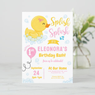 Rubber Eend Eerste verjaardag Party Roze Geel Kaart