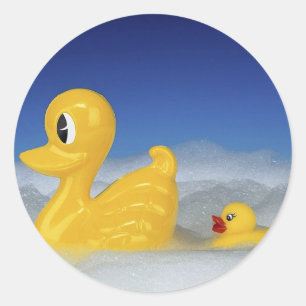 Rubber eend familie ronde sticker