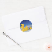Rubber eend familie ronde sticker (Envelop)