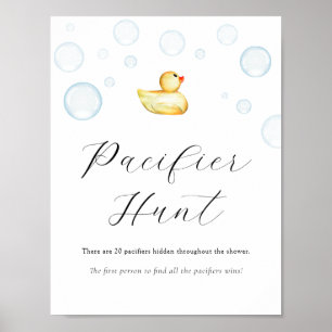 Rubber eend fopspeen jacht Baby shower spel teken Poster