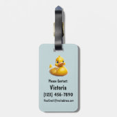 Rubber eend gepersonaliseerde kleurrijke tas rugza bagagelabel (Achterkant verticaal)