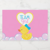 Rubber eend geslacht onthullen team meisje gunst likeurfles etiket (Enkel label)