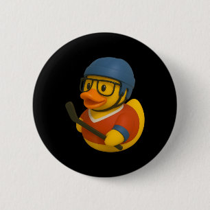 Rubber Eend Ijshockey Speler Ducky Duckie Mannen V Ronde Button 5,7 Cm