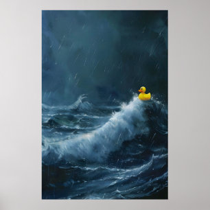 Rubber Eend in Stormachtige Zee, Vintage Poster, D Poster