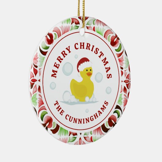 Rubber eend kerst Waterverf Keramisch Ornament (Rechts)