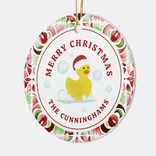 Rubber eend kerst Waterverf Keramisch Ornament (Links)