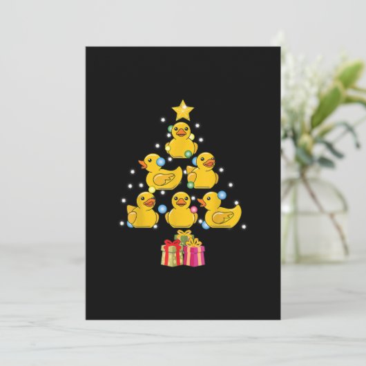 Rubber Eend Kerstboom Eendje Kwak Kerstmis Kaart (Staand voorkant)