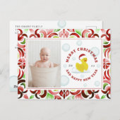 Rubber eend kerstman foto Waterverf Feestdagenkaart (Voorkant / Achterkant)