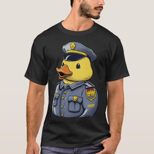 Rubber eend kostuum schattig eend politie agent t-shirt (Voorkant)