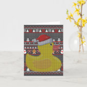 Rubber Eend Lelijke Kerstman Hoed Eend Kerstmis  Kaart (Gele Bloem)