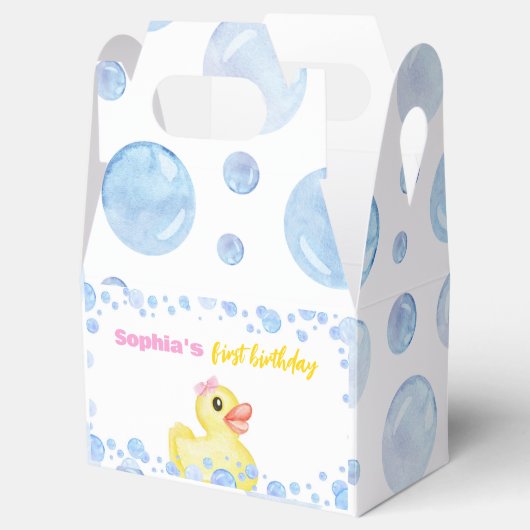 Rubber eend meisje 1e verjaardag gunst box bedankdoosjes (Geopend)