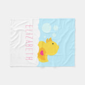 Rubber eend met roze hart fleece deken (Voorkant (Horizontaal))