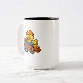 Rubber Eend Metselaar Tweekleurige Koffiemok (Voorkant links)
