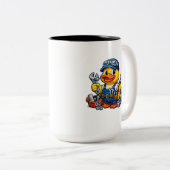 Rubber Eend Monteur Tweekleurige Koffiemok (Voorkant rechts)