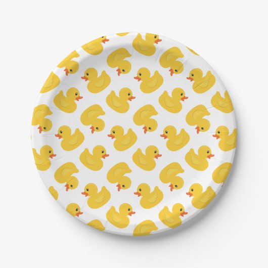 Rubber Eend Papier Borden | Schattigee Gele Ducky  Papieren Bordje (Voorkant)