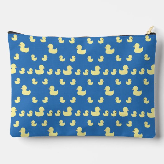 Rubber Eend Patroon Blauw Grote Rits Zakje Etui (Achterkant)