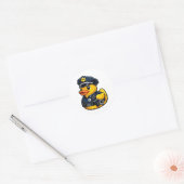 Rubber Eend Politieagent Ronde Sticker (Envelop)
