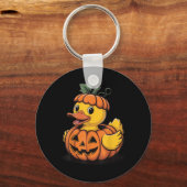 Rubber Eend Pompoen Halloween Sleutelhanger (Voorkant)