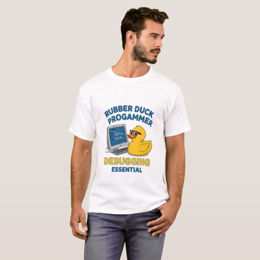 Rubber Eend Programmeur Grappig Debuggen Essentiee T-shirt (Voorkant volledig)