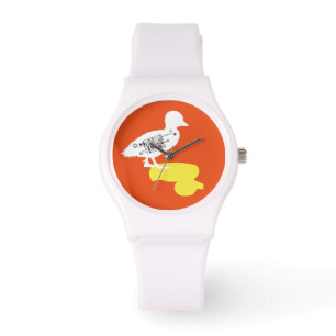 Rubber eend-schaduw eend wit sportief horloge