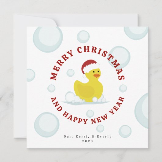 Rubber Eend Sinterklaas Kerstballen Foto Kaart (Voorkant)