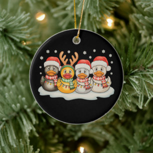 Rubber Eend Squad Sinterklaas Rendier Kerstlichten Keramisch Ornament