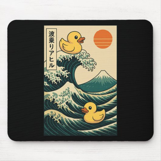 Rubber Eend Surfen Japans _2 Muismat (Voorkant)