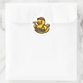 Rubber Eend Timmerman Ronde Sticker (Tas)