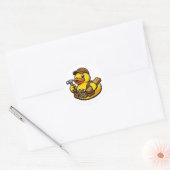 Rubber Eend Timmerman Ronde Sticker (Envelop)
