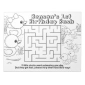 Rubber Eend Verjaardag Maze Activiteit Sheet Pack Notitieblok (Voorkant)