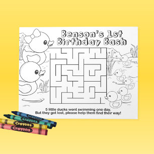Rubber Eend Verjaardag Maze Activiteit Sheet Pack Notitieblok