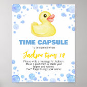 Rubber eend verjaardag tijd capsule teken poster (Voorkant)