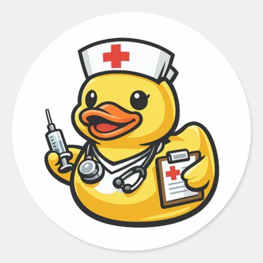 Rubber Eend Verpleegster Ronde Sticker (Voorkant)
