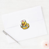 Rubber Eend Verpleegster Ronde Sticker (Envelop)