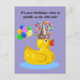Rubber Eend vrolijk  Leuk en apart verjaardagskaar Briefkaart
