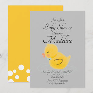 Rubber Eend Waterverf Grijs Baby Shower Kaart