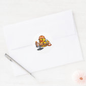 Rubber Eend Wegenwerker Ronde Sticker (Envelop)