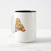 Rubber Eend Wegenwerker Tweekleurige Koffiemok (Voorkant links)
